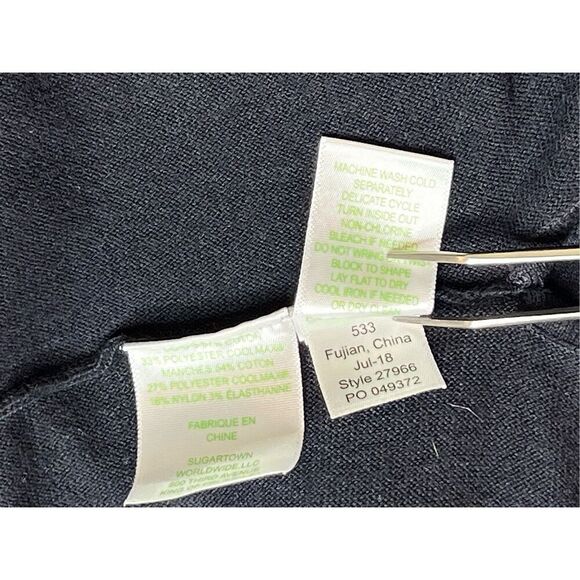 Lilly Pulitzer Elba Black Tunic Sweater LARGE Pom Poms Coolmax Oversized Boho - Picture 9 of 10